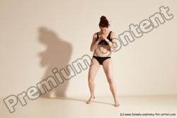 Underwear Martial art Woman White Moving poses Average long brown Dynamic poses Academic